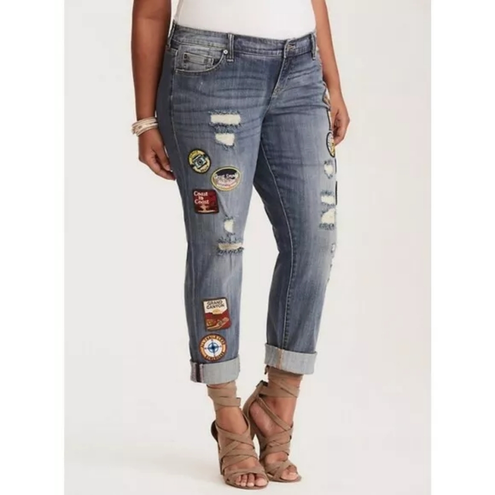 Torrid Boyfriend Patch Work jeans size 12R